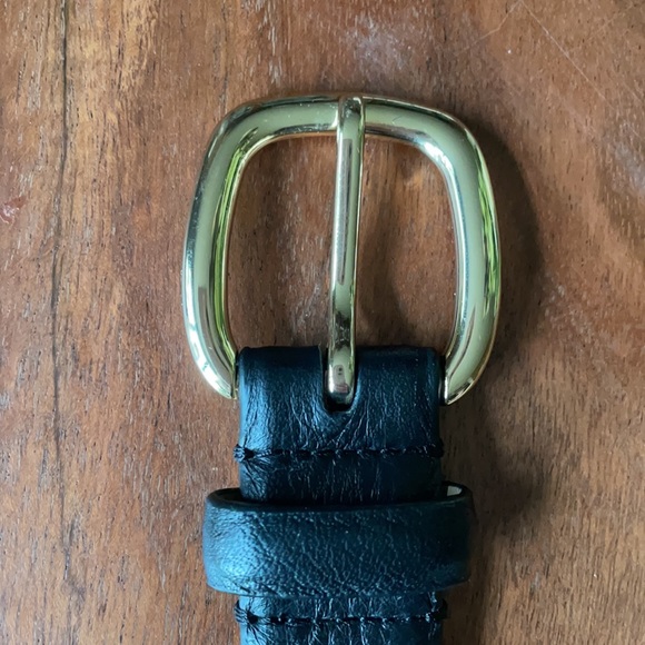 Talbot’s Black Leather Belt with Gold Buckle - Picture 2 of 2